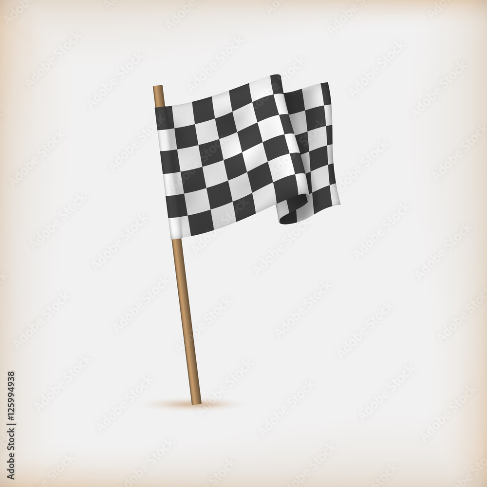 Realistic Checkered Racing Flag. Vector