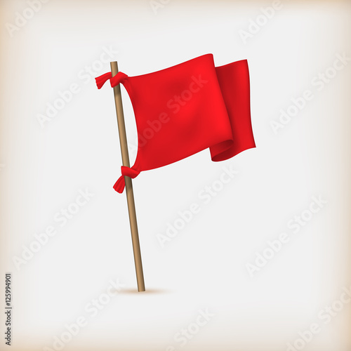 Realistic Red Flag Icon. Vector Illustration