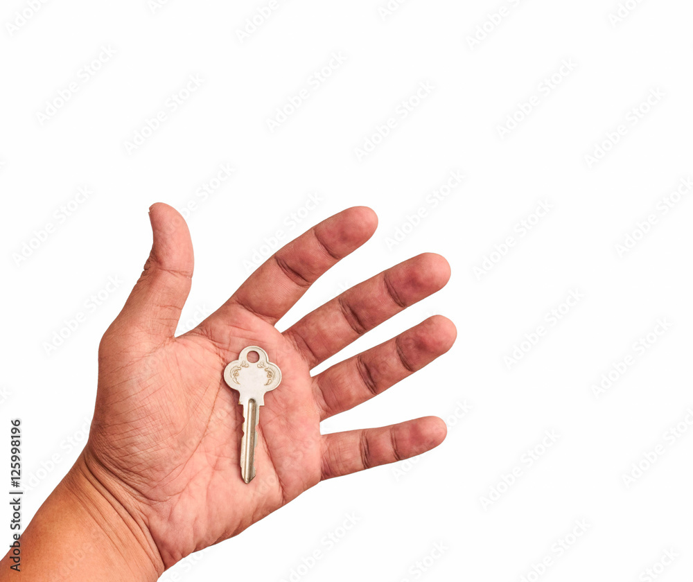 Keys in hand isolated on white