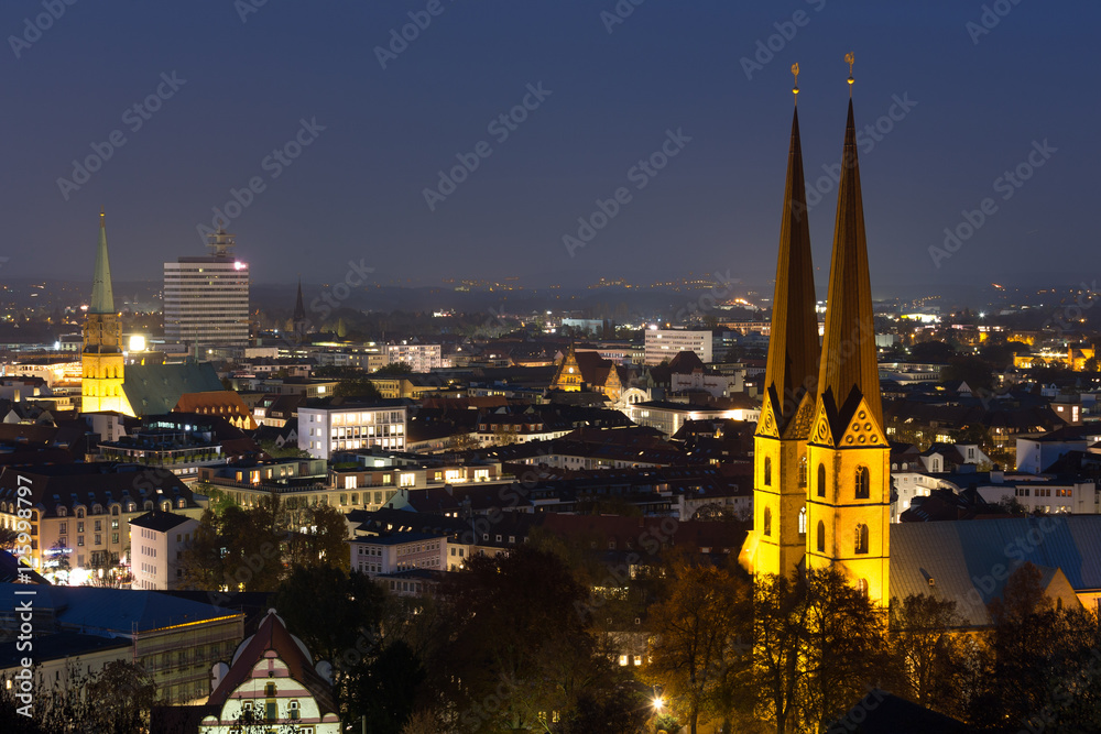 bielefeld germany cityscape in the evening