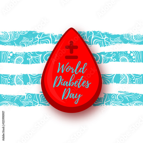 World Diabetes Day. Blood drop. Medical illustration. Health care