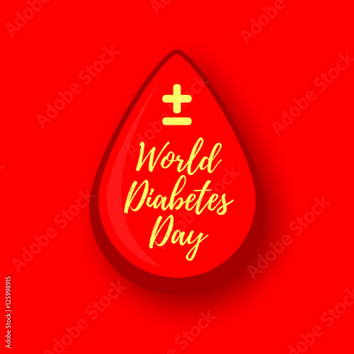 World Diabetes Day. Blood drop. Medical illustration. Health care