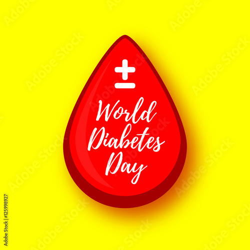 World Diabetes Day. Blood drop. Medical illustration. Health care