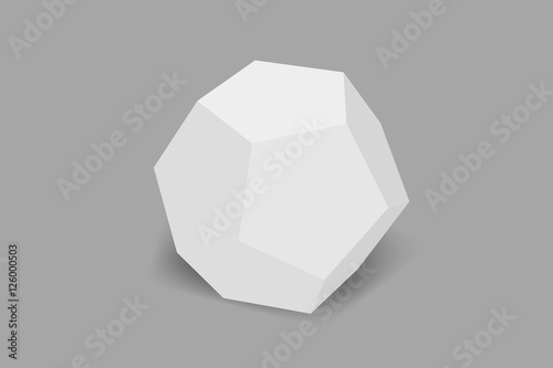 The dodecahedron made of paper, gypsum on a gray background.