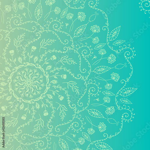 White circle lace ornament. Vector illustration, ornamental background