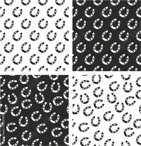 Lucky Horseshoe Aligned & Random Seamless Pattern Set