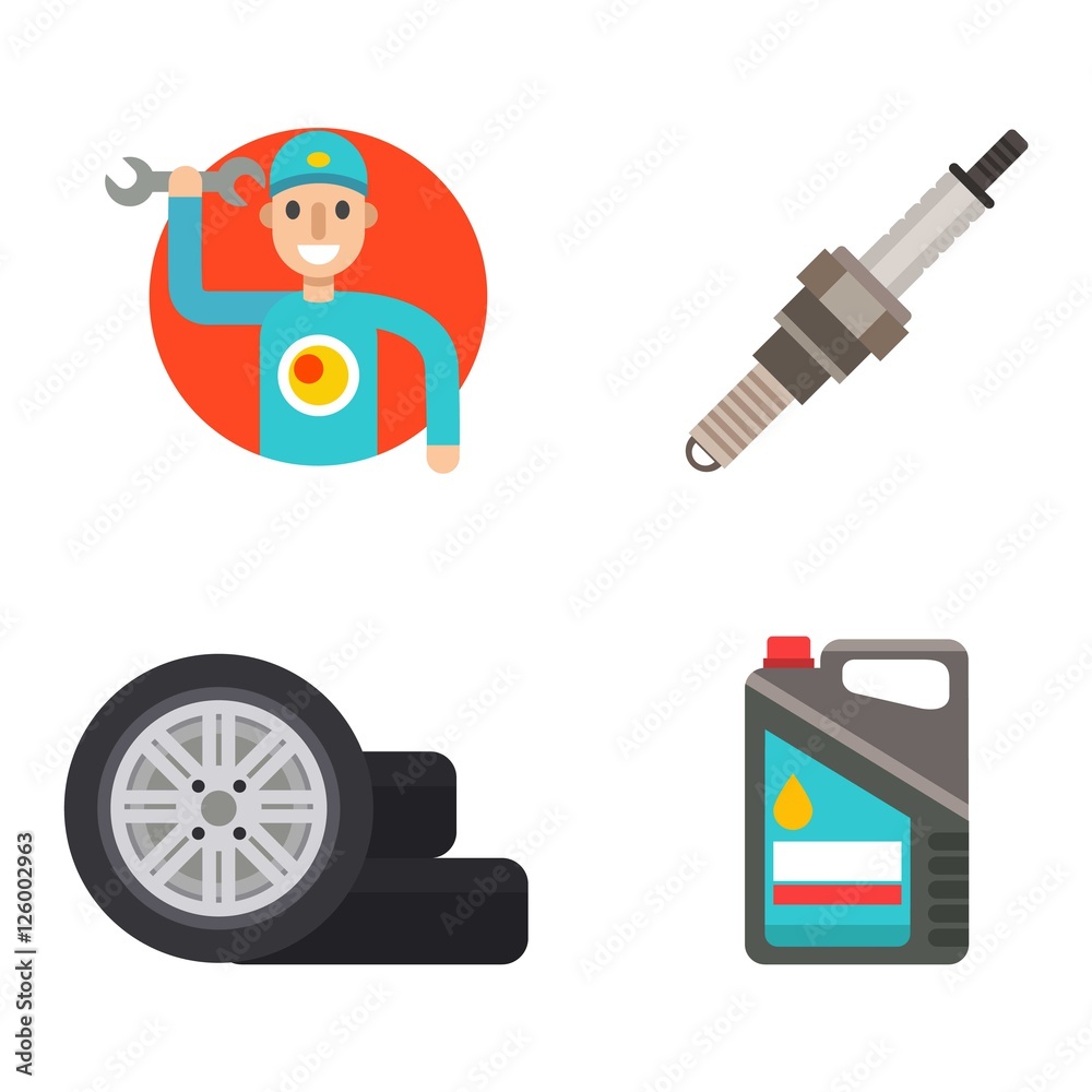 Car service repair vector icons set