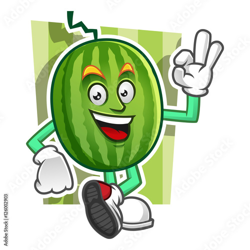 Delicious chef Watermelon mascot, Watermelon character, Watermelon cartoon