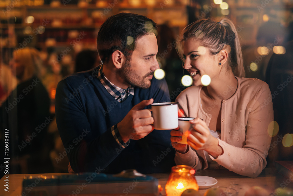 Romantic couple dating at night Romantic couple dating at night
