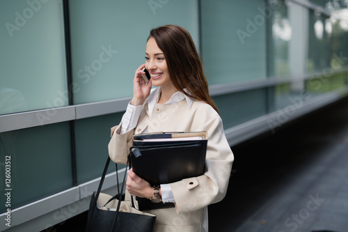 Businesswoman unsing phone photo