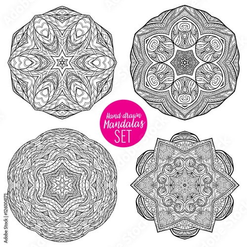 Vector Beautiful Deco Mandala set, Patterned Design Element, Eth