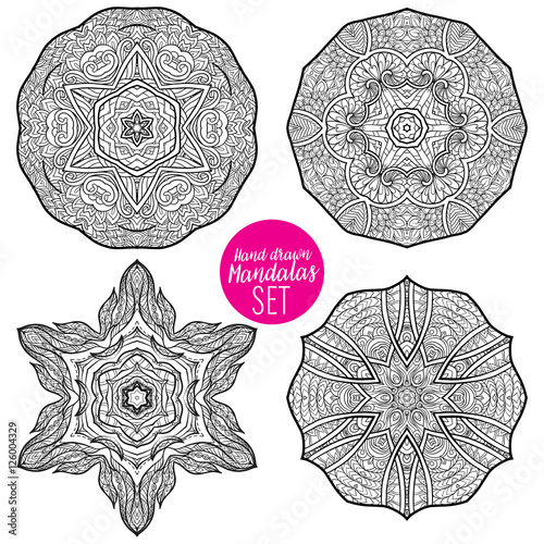 Vector Beautiful Deco Mandala set, Patterned Design Element, Eth