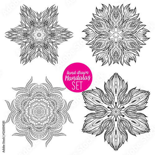 Vector Beautiful Deco Mandala set, Patterned Design Element, Eth