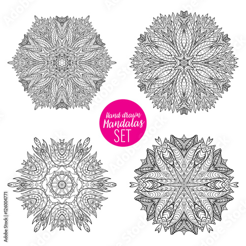 Vector Beautiful Deco Mandala set, Patterned Design Element, Eth