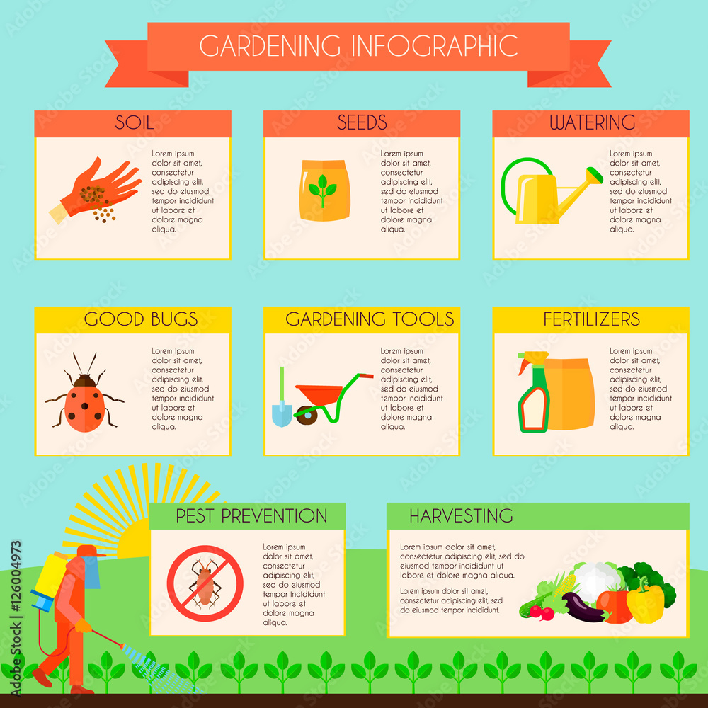 Fototapeta premium Gardening Infographic Set 