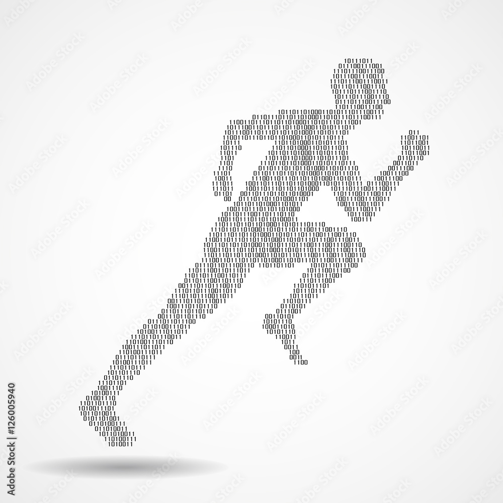 Abstract silhouette running man from binary computer code Stock Vector ...