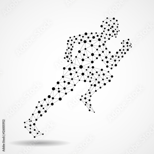 Abstract running man from circles and lines