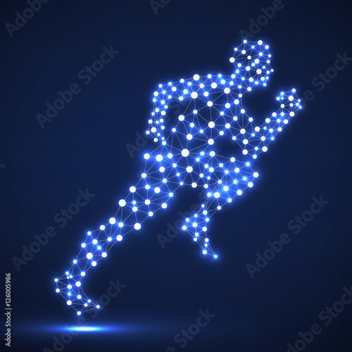 Abstract running man from circles and lines