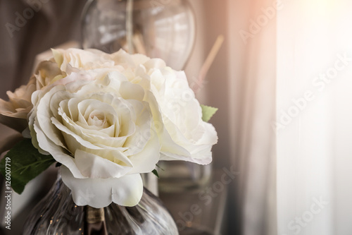 Beautiful spring flowers in a glass vase