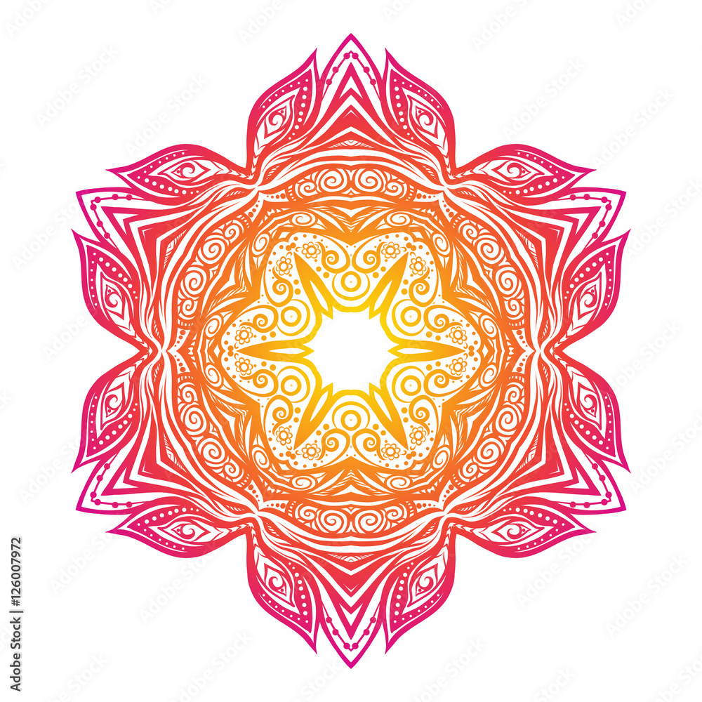 Vector Beautiful Deco Colored Mandala, Patterned Design Element