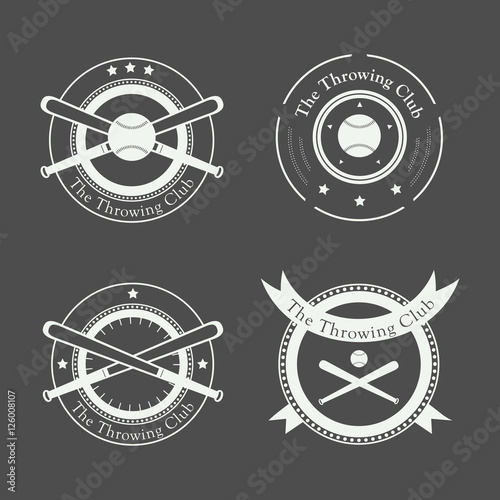 Gym logos, labels and slogans in vintage style. Vector illustration. Fitness logo.