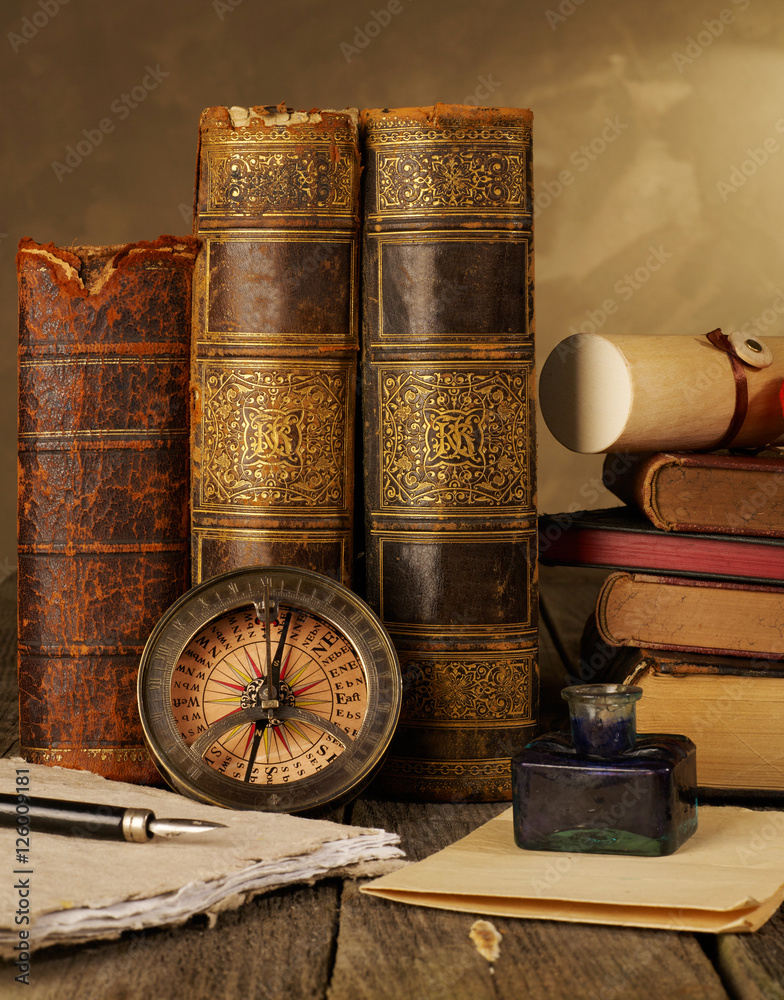 Antique books still life