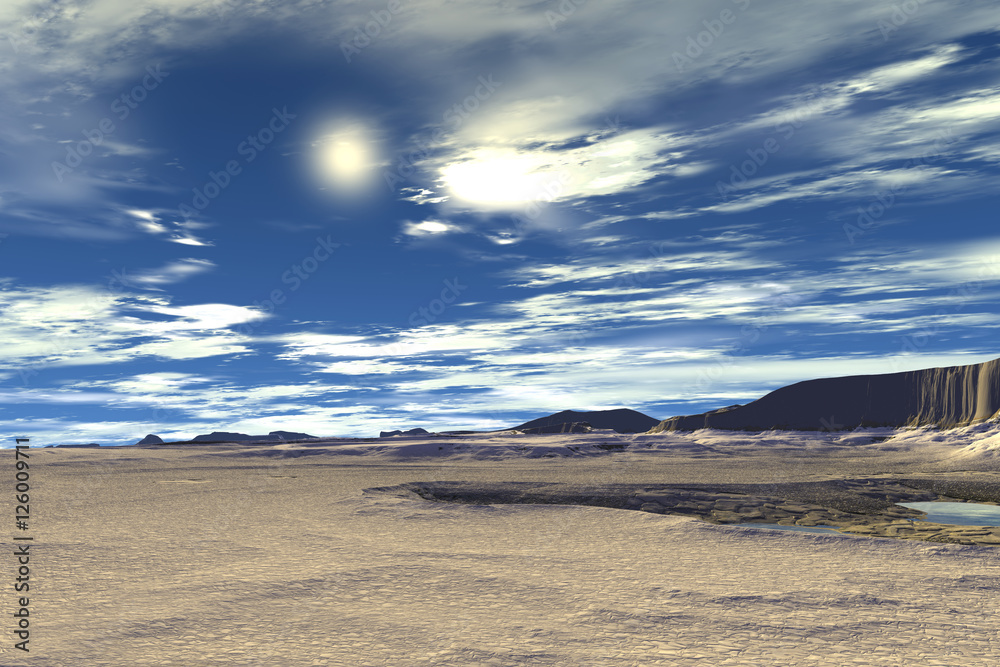 Fantasy alien planet. Moon. 3D rendering