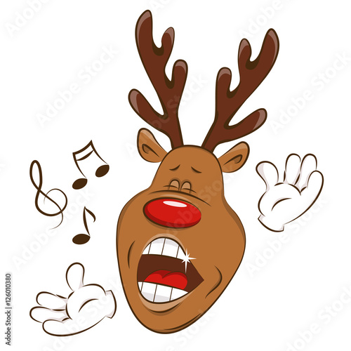 Happy deer is singing.