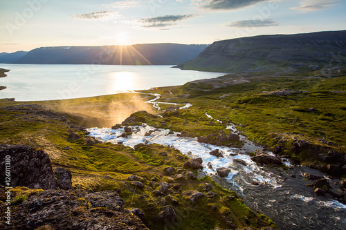 Big Dynjandi waterfall in Iceland