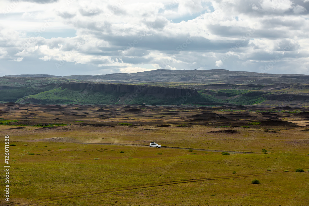 View at Icelandic plains during summertime