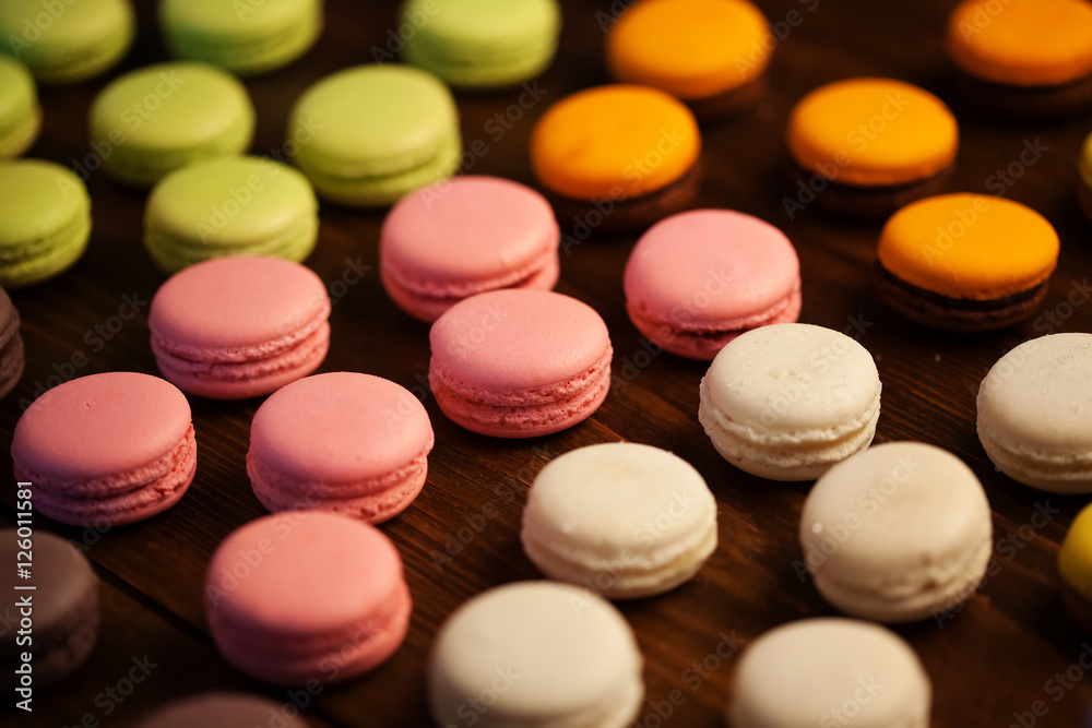 A macaron - sweet meringue-based confection A macaron - sweet meringue-based confection