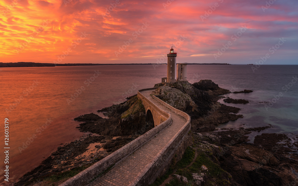 Amazing sunrise over the lighthouse