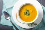 healthy bowl of Fall pumpkin soup