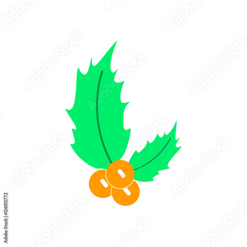 Vector illustration in paper sticker style christmas rowanberry
