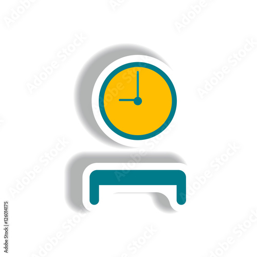 stylish icon in paper sticker style waiting hall