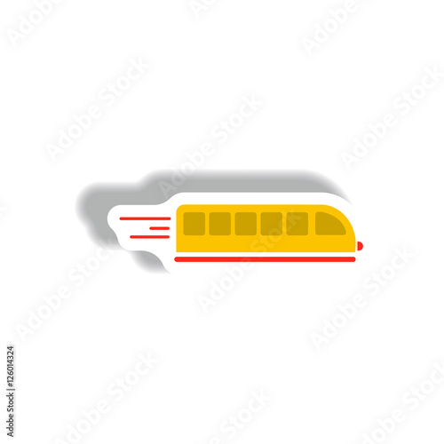 stylish icon in paper sticker style high-speed train