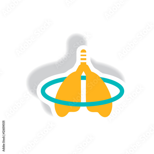 stylish icon in paper sticker style inflammation lungs