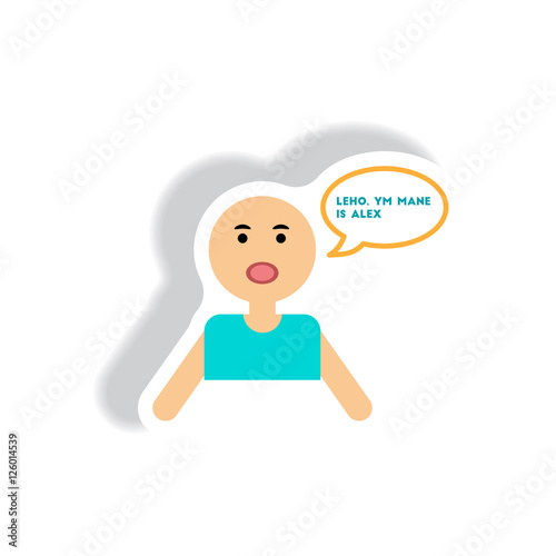 stylish icon in paper sticker style man attack stroke