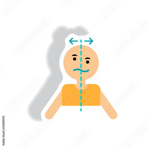 stylish icon in paper sticker style attack stroke face