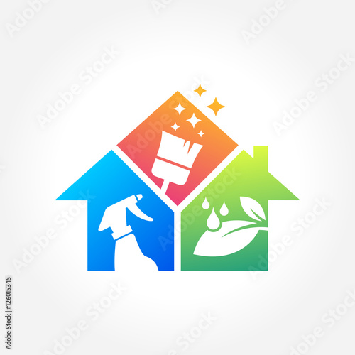 Cleaning Service Business logo design, Eco Friendly Concept for Interior, Home and Building