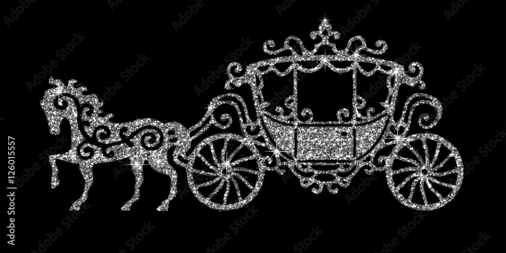 Εκτύπωση καμβά Horse carriage silver silhouette
