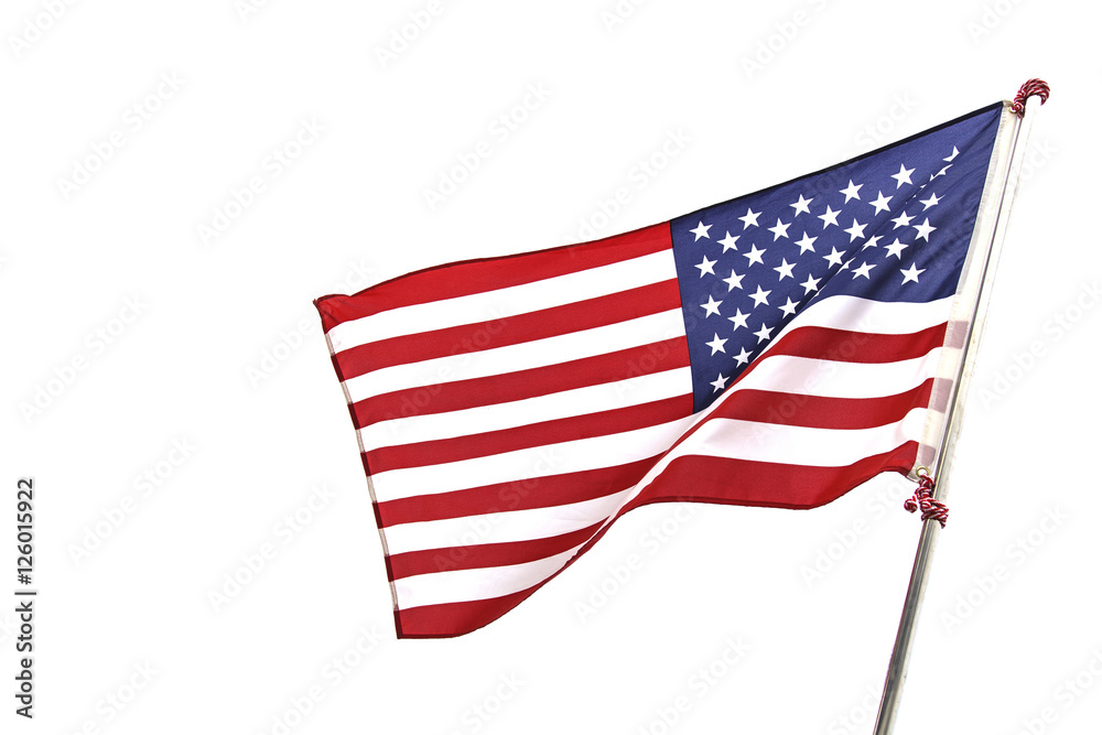 American flag on white background American flag on white background