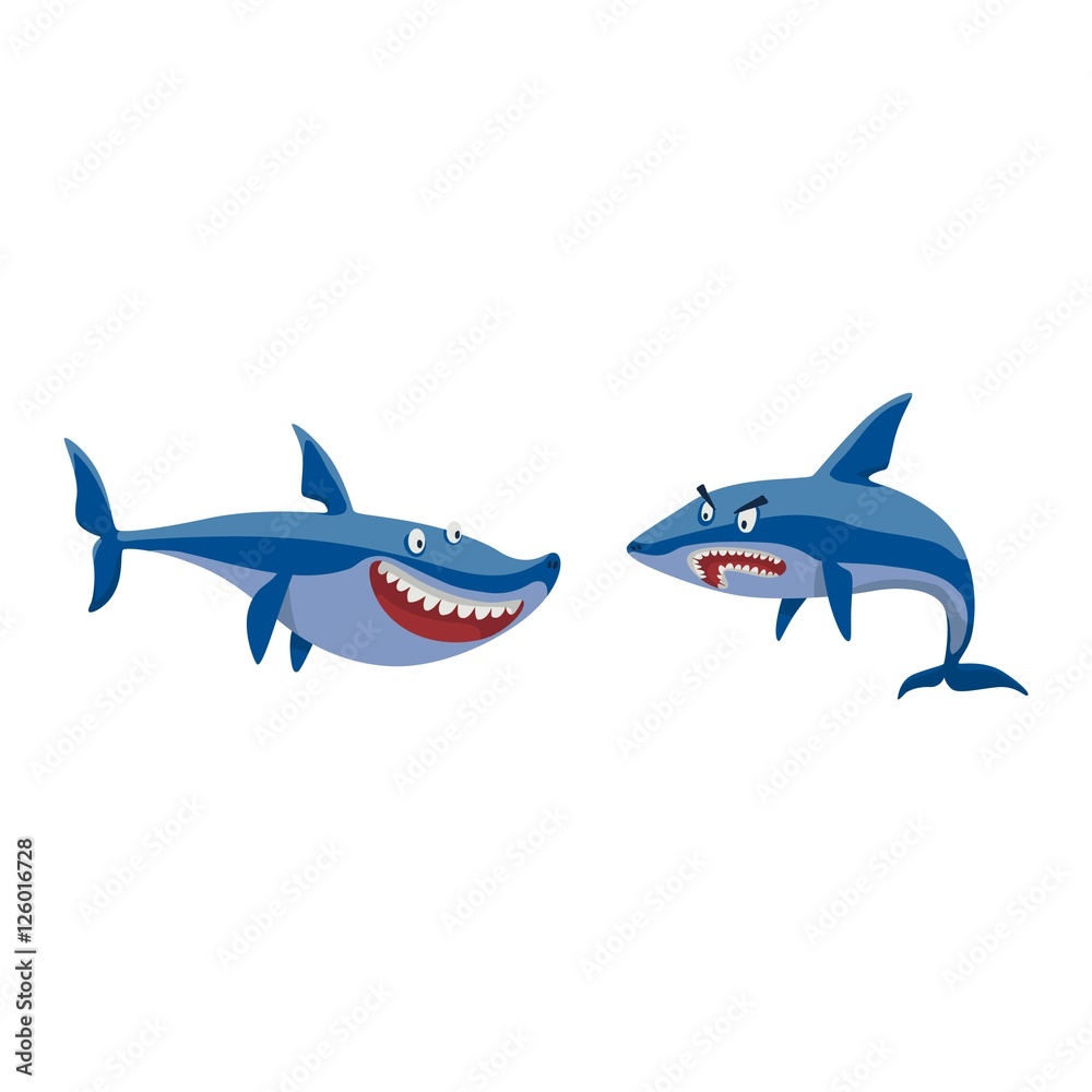 Vector shark character set.