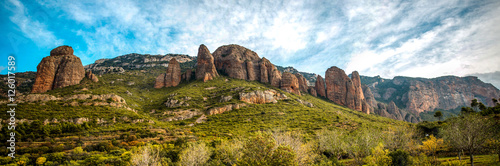 Landscape "Mallos de Riglos" in Huesca, Spain. Instead of climbing famous throughout Europe.