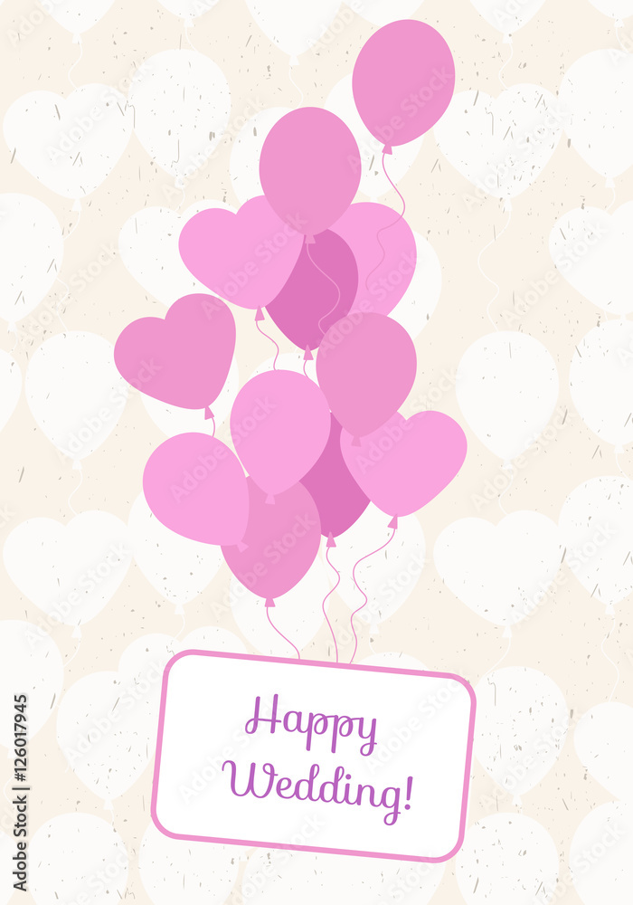 Ballons card with seamless pattern from balloons