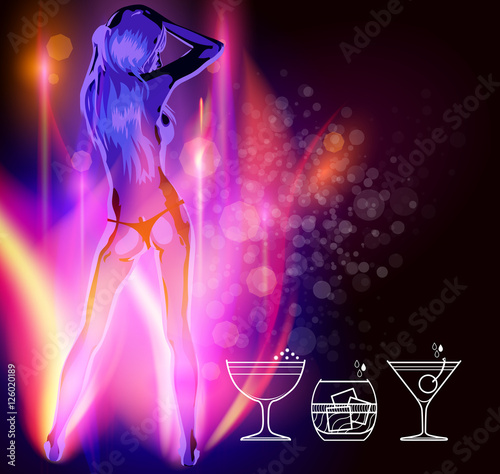 Woman dancer, blue light as flame