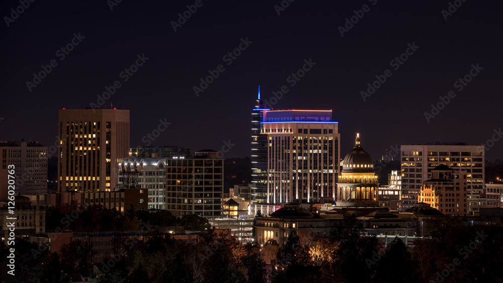 Fototapeta premium City lights of Boise Idaho skyline