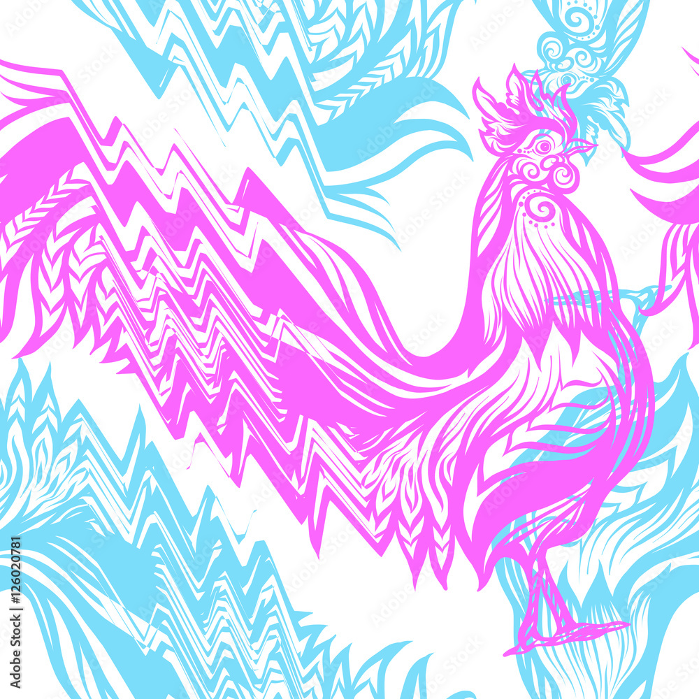 Fototapeta premium Rooster. Seamless pattern.