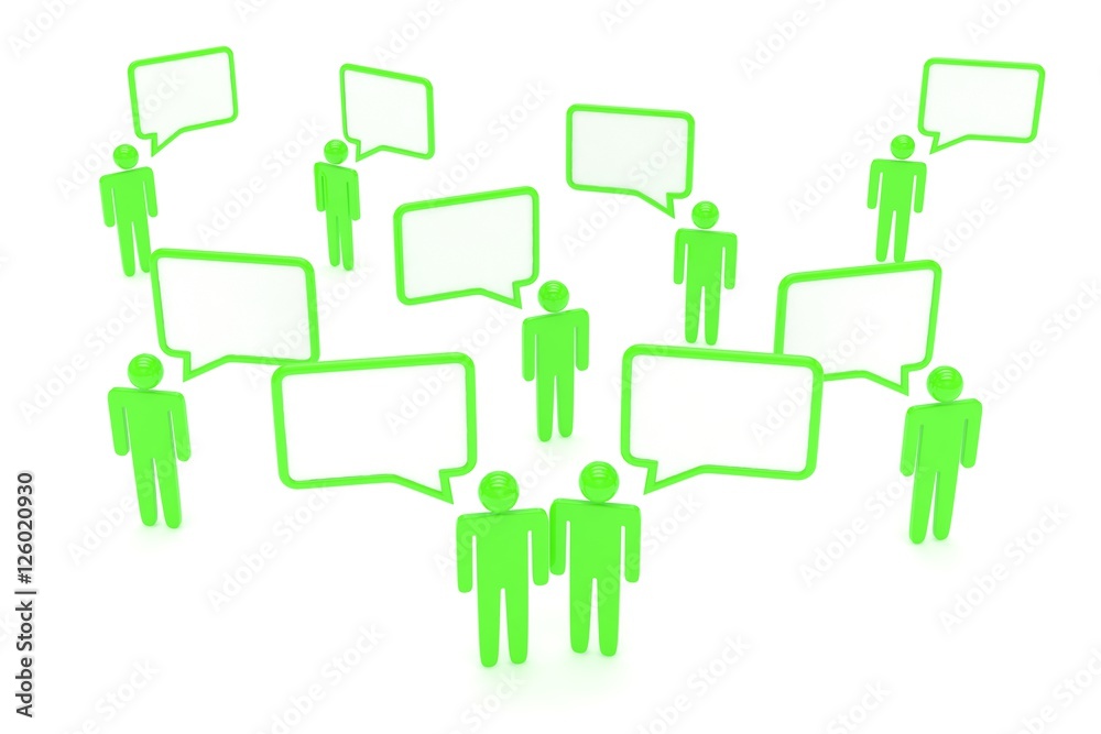 people with talk bubbles isolated over a white background. 3d rendering. people with talk bubbles isolated over a white background. 3d rendering.