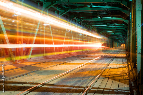 Long time exposure tram photo